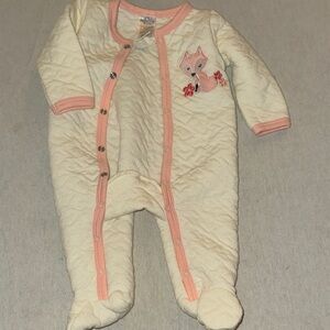 Kids Size 0-3M Little Beginnings Cream and Pink Quilted One Piece